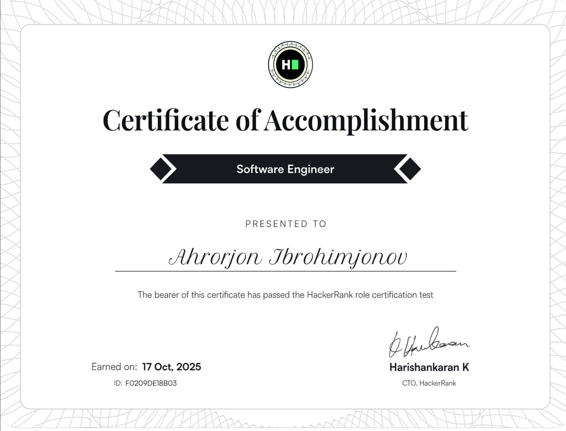 Software Engineer HackerRank