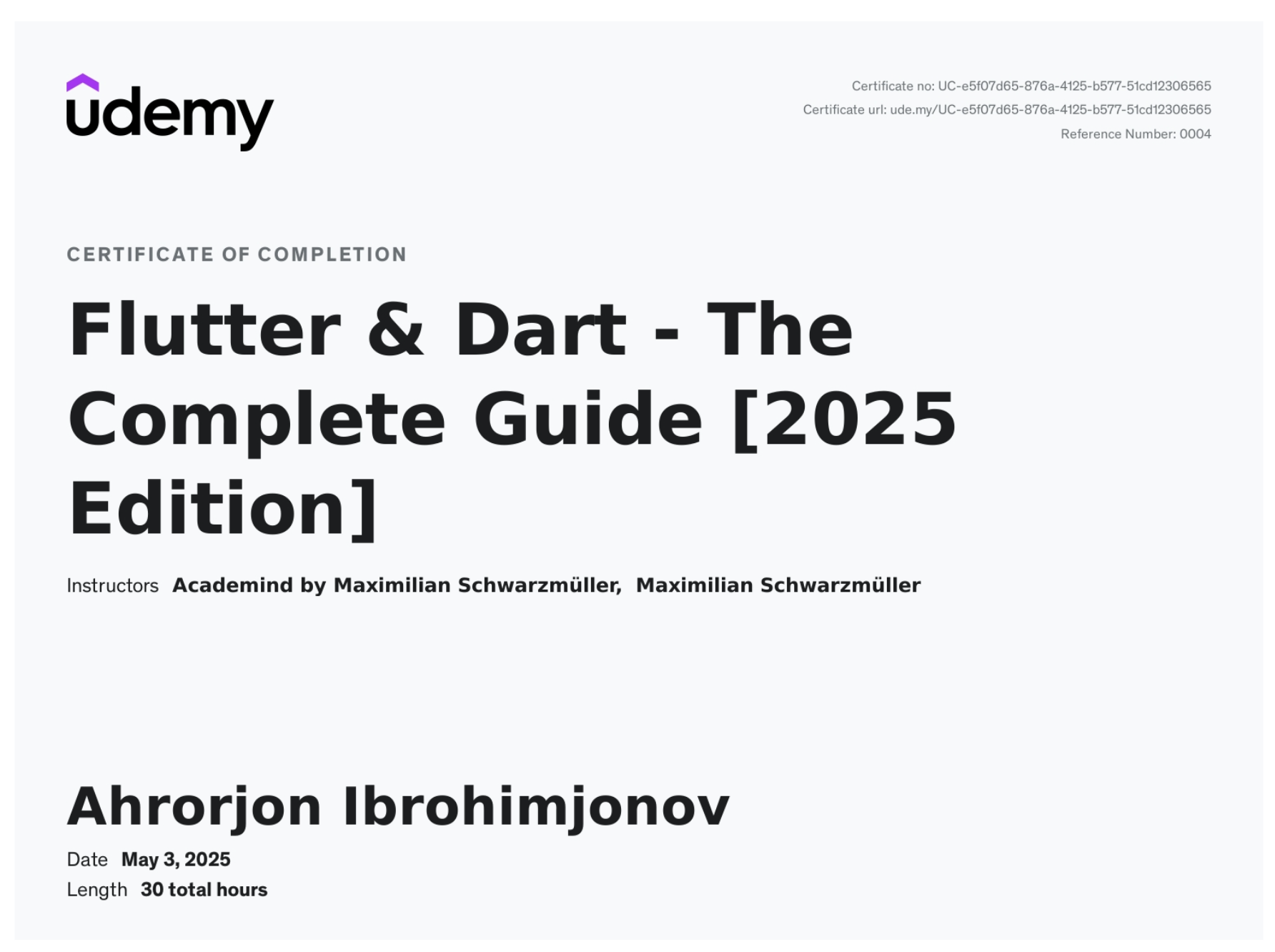 Udemy Course Flutter